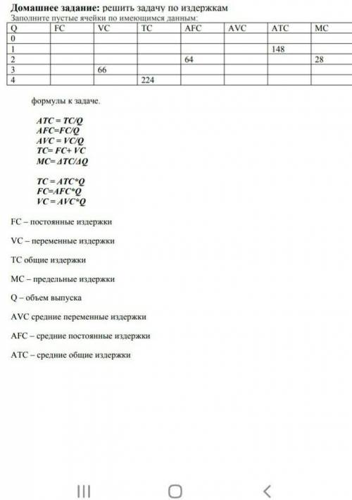 Решить задачи издержки производства 