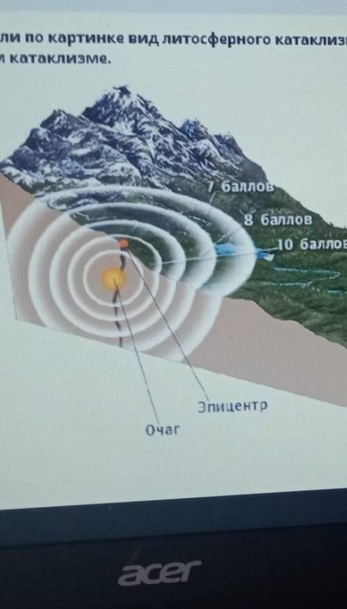 Определи по картинке вид литосферного катаклизма, составь правила при данном катаклизме​