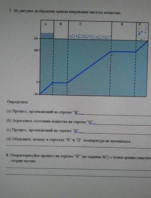 Охарактеризуйте процесс на отрезке “В” (из задания №7) с точки зрения кинетической теории частиц.