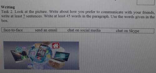 Writing Task 2. Look at the picture. Write about how you prefer to communicate with your friends,wri