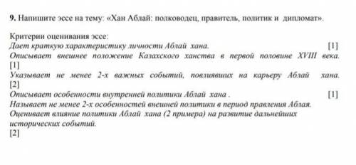 Напишите эссе на тему «хан аблай полководец правитель политик, и дипломат»