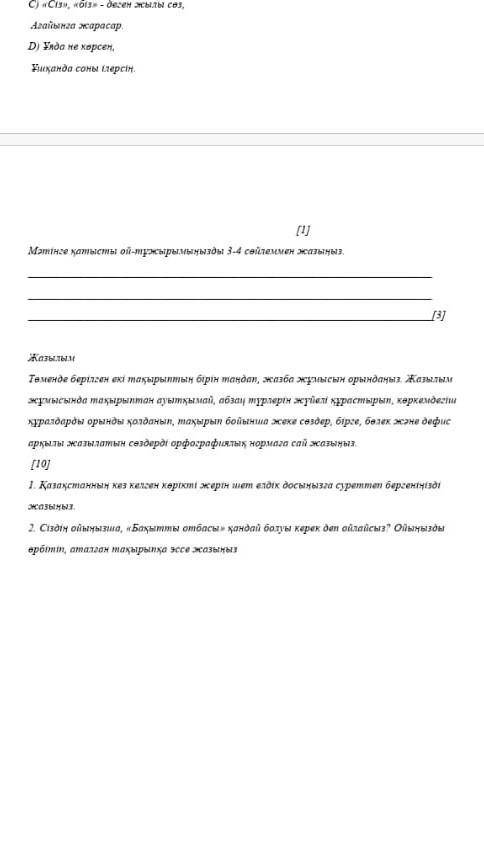 Маған осы эссені орындап беріңізші