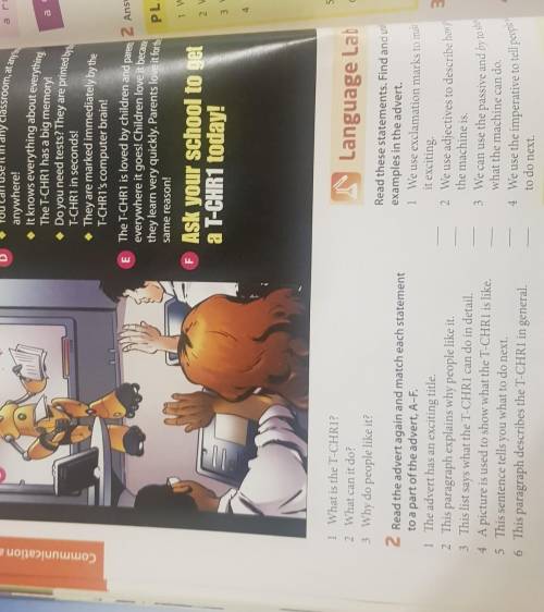 Read the advert again and match each statement to a part of the advert A-F