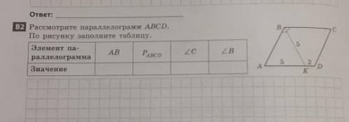Рассмотрите параллелограмм и заполните таблицу с решениемгеометрия 8 класс
