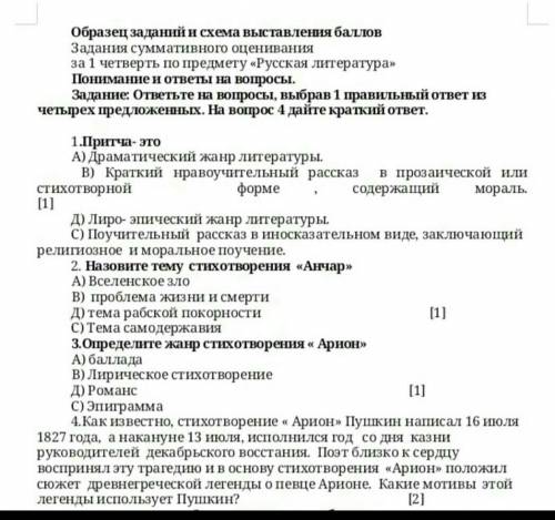 СОЧ по русской литературе