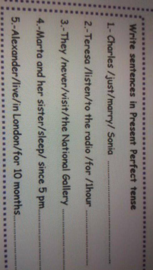 Write sentences in present perfect tense 