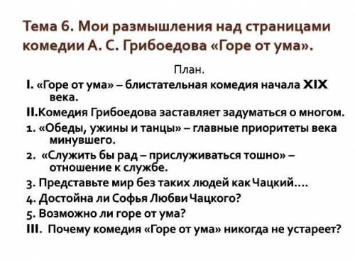 Напишите сочинение План на рисунке