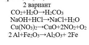 Определите и подпишите тип химической реакции. 