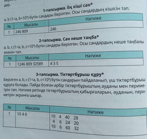 Осы 3 есепті шешіп беріңіздерші, алдын ала үлкен рахмет)