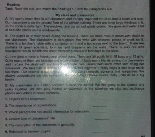 Tasks for the Summative Assessment for the term 1 ReadingTask. Read the text and match the headings
