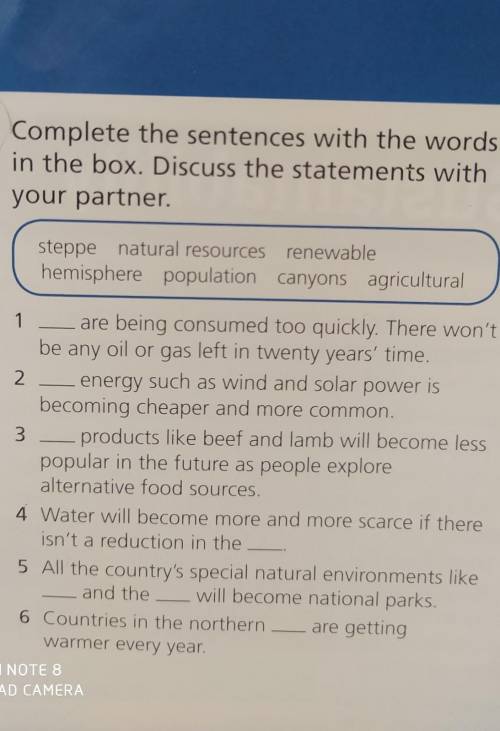 Complete the sentences with the words in the box.Discuss the statements with your partner.​