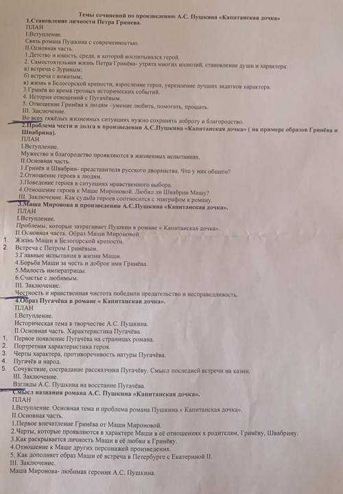 Сочинение на тему Капитанская дочка. Вот план