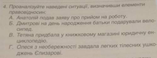 проаналізуйте наведені ситуації, визначивши елементи правовідносин: ​