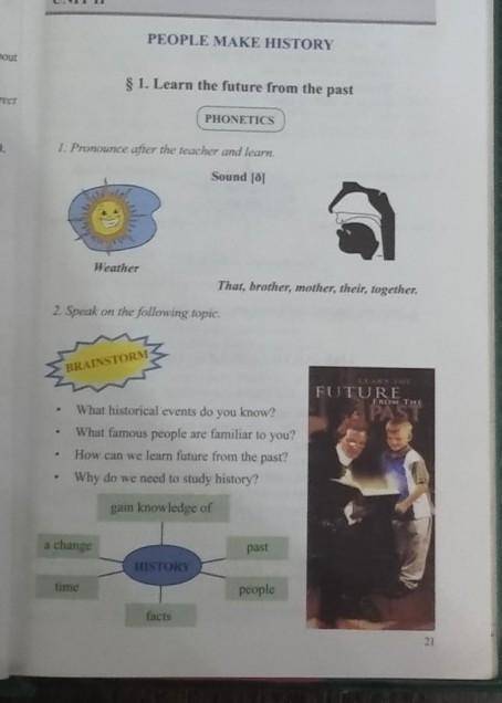 Ex 2 p 21 . Speak on the following topic 