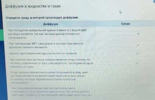 Определи среду в которой происходит диффузия