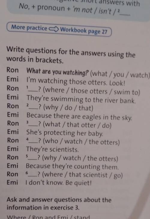 3.Write questions for the answers using the words in brackets.