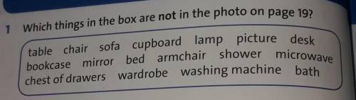 1 Which things in the box are not in the photo on page 19?table chair sofa cupboard lamp picture des