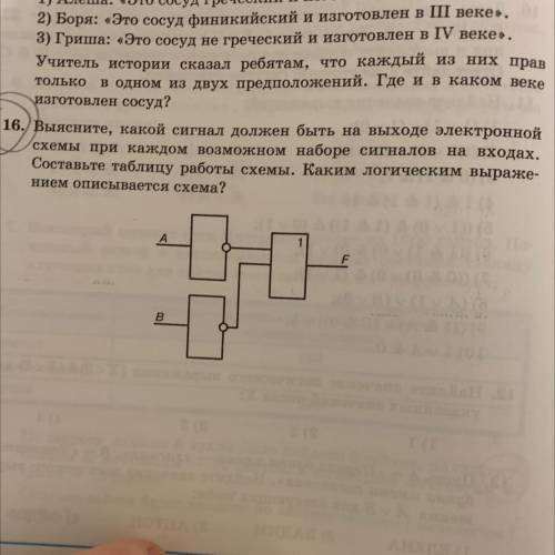16. Выясните, какой сигнал должен быть на выходе электронной схемы при каждом возможном наборе сигна
