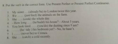 Put the verb in the correct form. Use PP & PPC