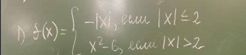Начертите график функции f(x) ={ -|X| , если |X| ≤ 2 x^2 - 6, если |X| > 2