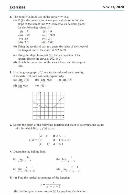 1. The point lies on the curve . (a) , use your calculator to find theslope of the secant line (corr