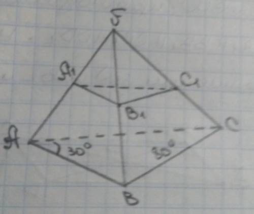 Дан треугольник ABC аа1 принадлежит bb1 принадлежит cc1 = F, A1B1 //AB, A1C1//AC, B1C1//BC, <BAC=