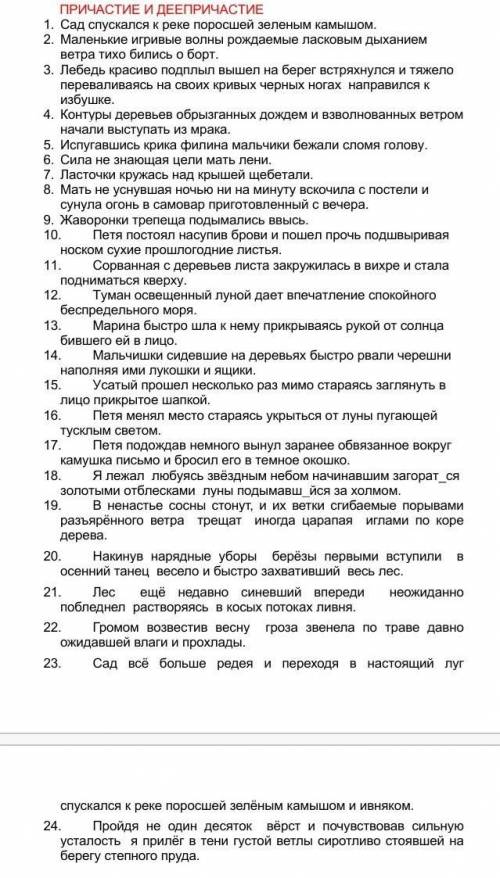 Причастный и деепричастный оборот, поставьте запятые во всех предложения
