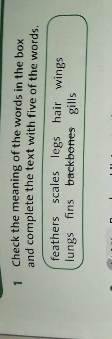 Check the meaning of the words in the box and complete the text with five of the words 