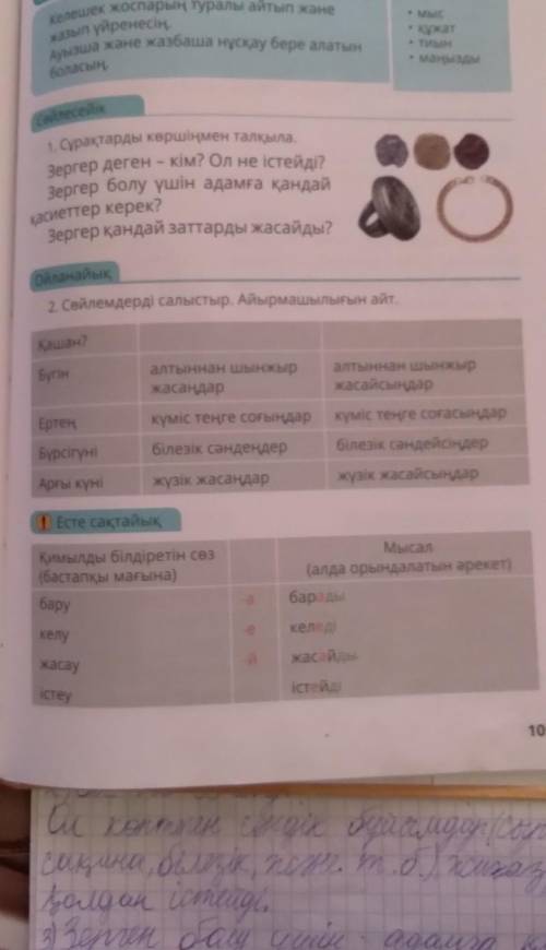 2.Сөйлемдерді салыстыр.Айырмашылығын айт. Бет 105 