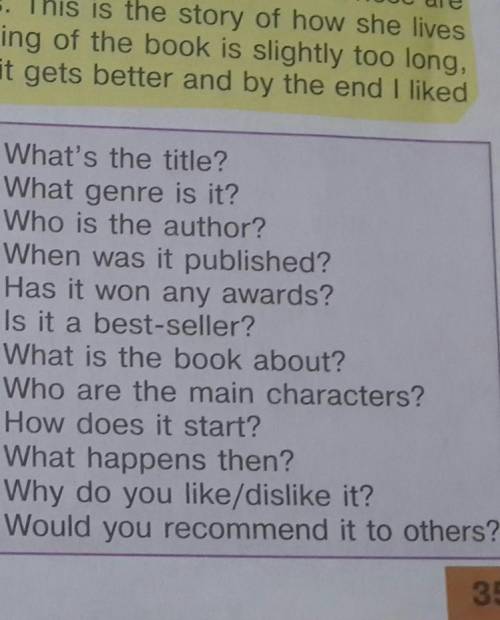 Work in groups of four choose Book and write review. Use the following Plan.