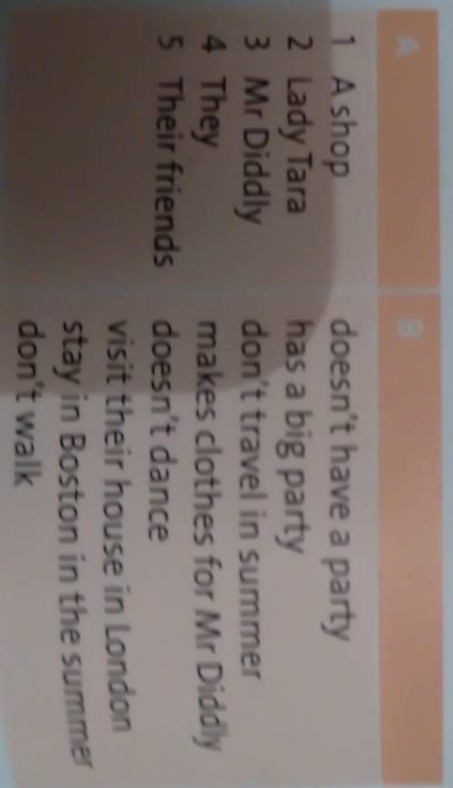 Ex 5 Listen again. Then make five sentences from the words in columns A and B Өтінем істеп бернш