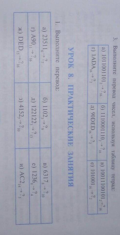 1)Выполните перевод: а)33511⁶-?⁷ от (а) до (и)