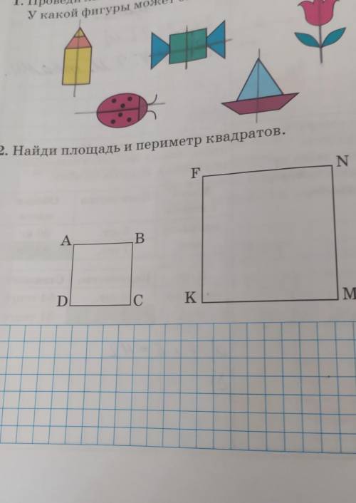 Найди площадь и периметр квадратов