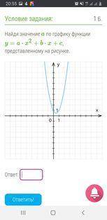 Найди значение a по графику функции y=a⋅x2+b⋅x+c, представленному на рисунке.
