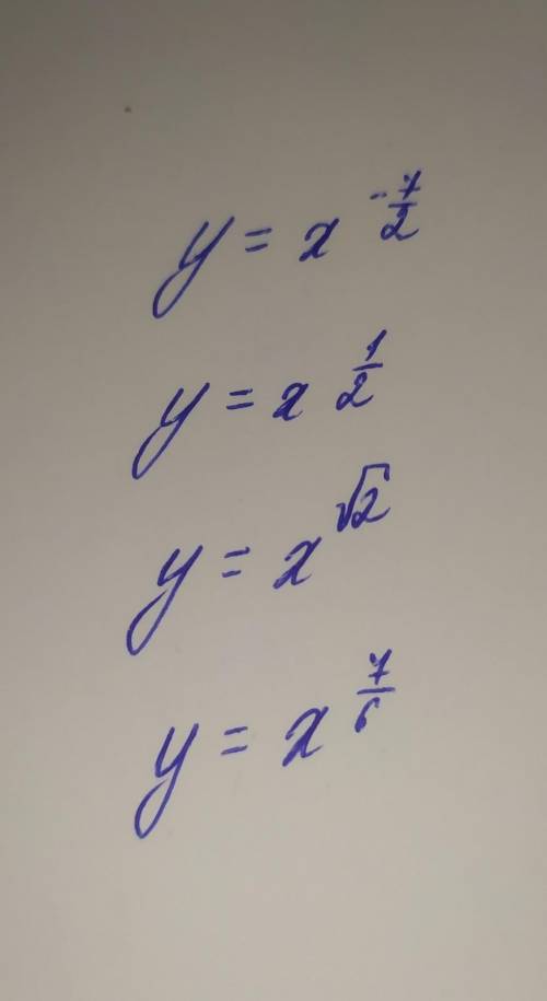Нарисовать эскиз графика функции при х>0 y = x^-7/2y = x^1/2y = x^√2y = x^7/6
