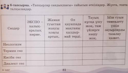 6-тапсырма. «Тапқырлар сандықшасы» сайысын өткізіңдер. Жұпта, топта талқылаңдар.6 класс
