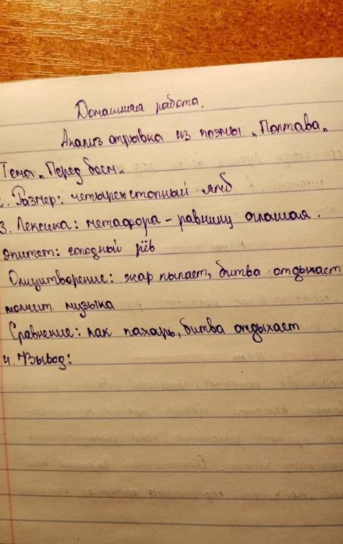 нужно сделать вывод анализа из поэмы полтава