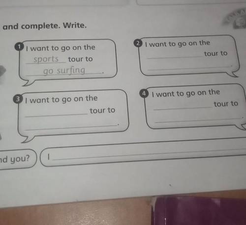 Listen and complet, e. Write. 