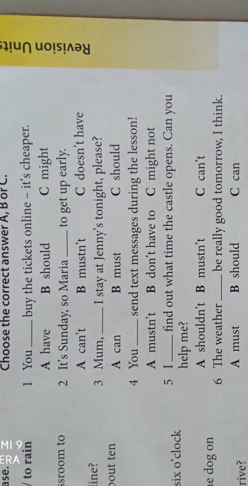 Ex.6 p.59 Choose the correct answers A,B or C.​
