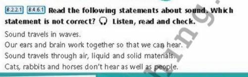 Read the following statements about sound. Which statement is not correct? Listen, read and check.