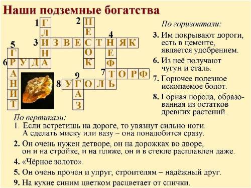 составить кроссворд горные пароды не менее 10 слов​