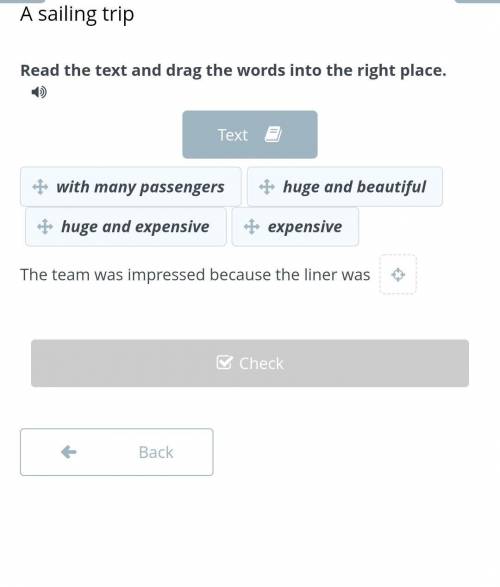 A sailing tripRead the text and drag the words into the right place. 