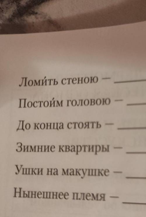Определите знаначение слов и словосочетаний.