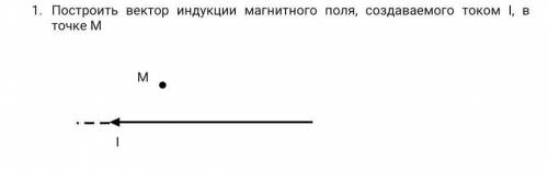 Построить вектор индукции магнитного поля, создаваемого током I, в точке M и объяснить почему