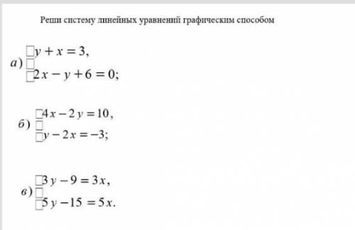 ..Реши систему линейных уравнений графическим 