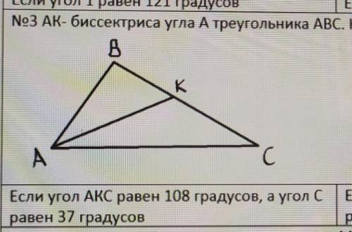 AK биссектриса угла A треугольника ABC Найдите угол B
