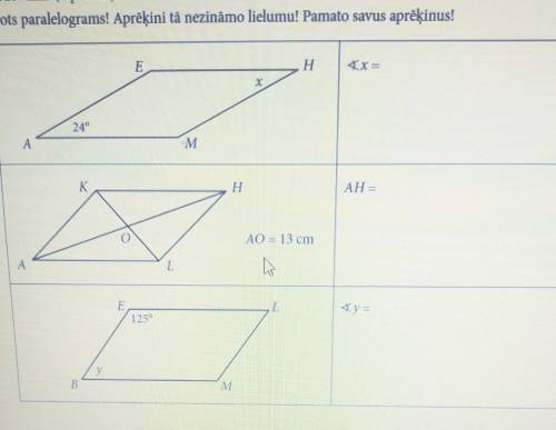 2. uzdevums (6 punkti). Dots paralelograms! Aprekini la nezinamo lielumul Pamato savus aprekinus!E24