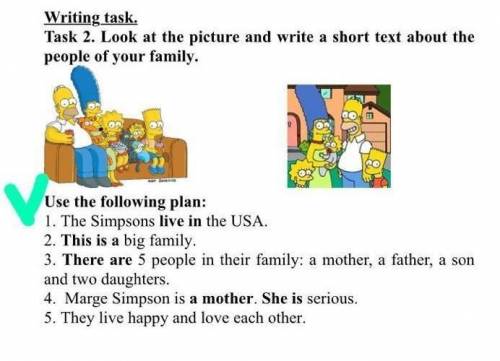 Task 2. Look at the picture and write a short text about the people of your family