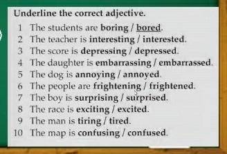 Underline the correct adjective