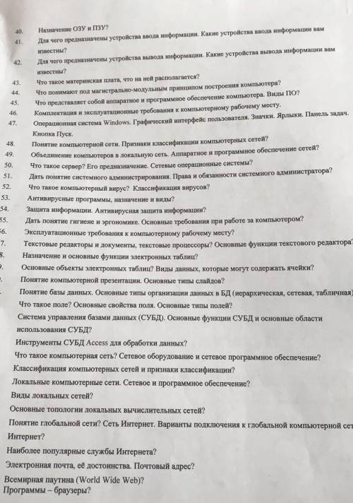 с вопросами по Информатике​